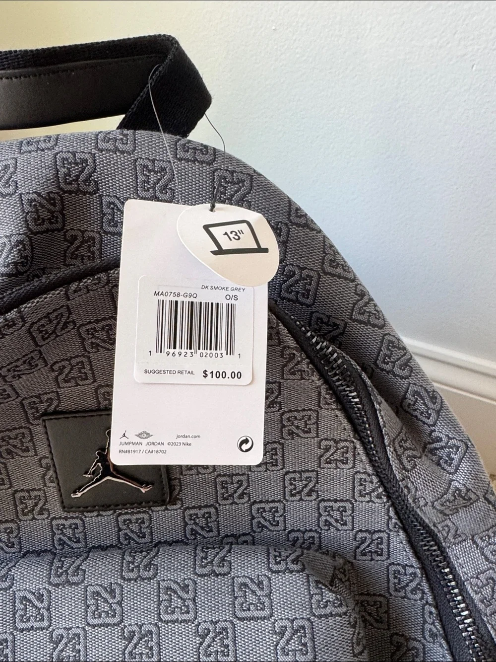 Nike Grey Monogram Backpack and Weekend Bag Set